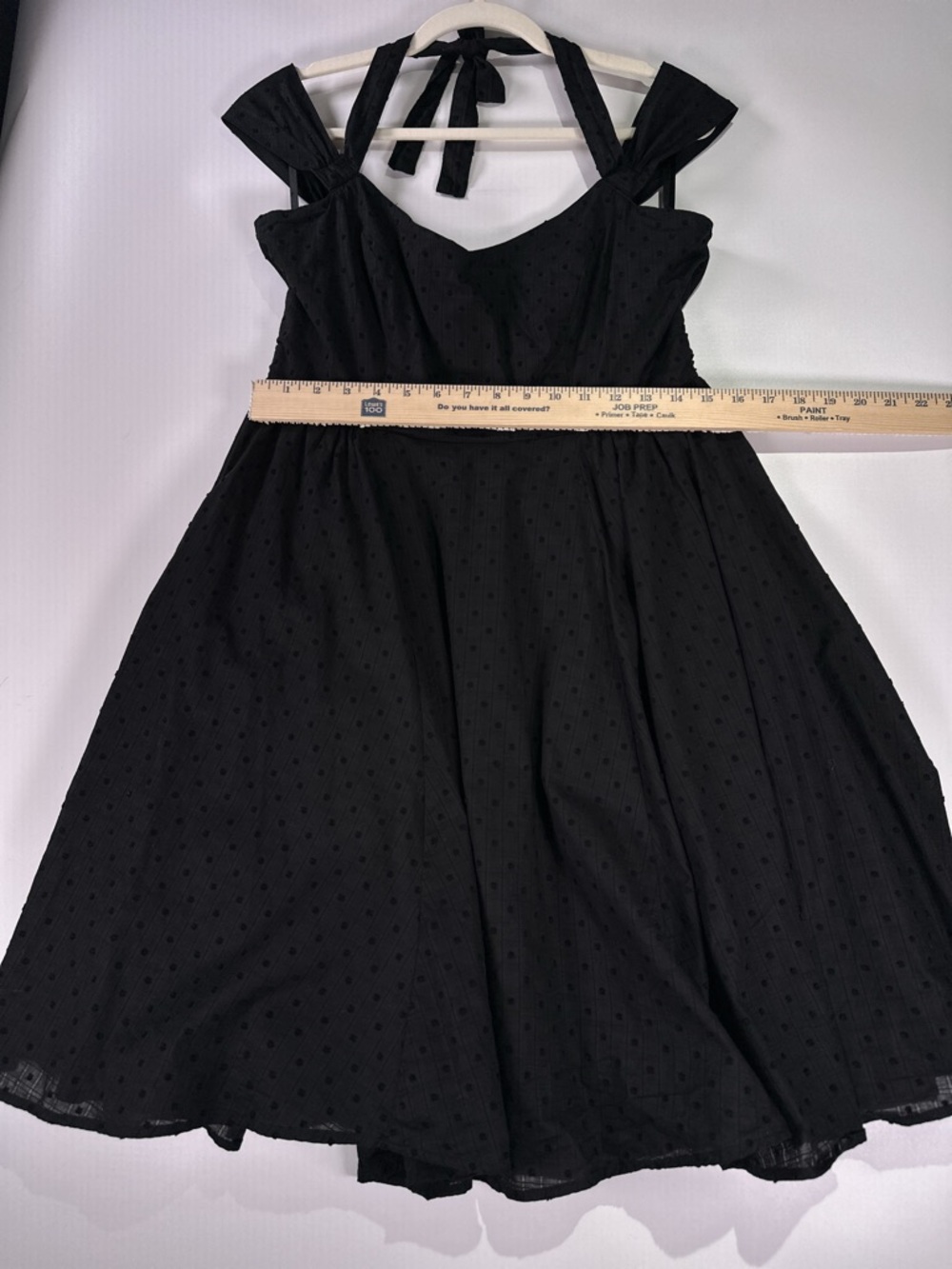 Hell Bunny Vixen Eveline Swing Dress Halter Cap Sleeve Swiss Dot Black XL - Picture 10 of 11